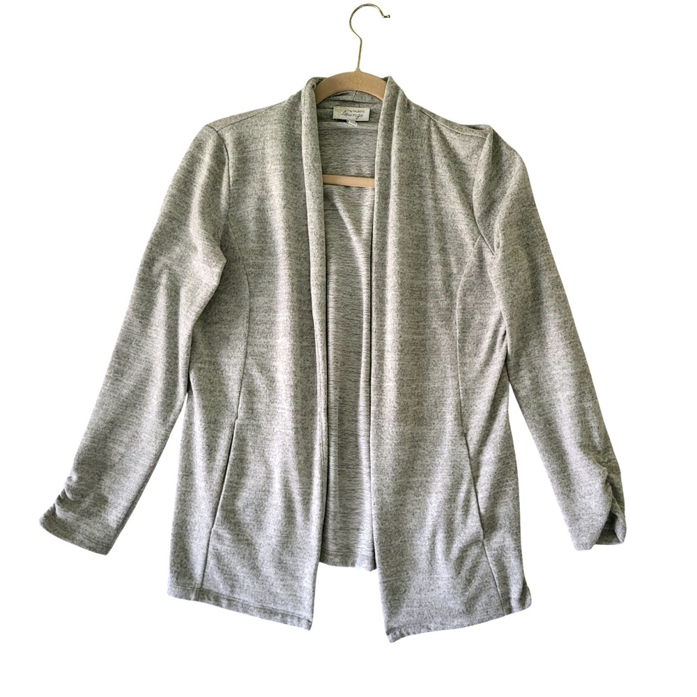 T by Talbots Lounge Womens Cardigan Medium Petite MP Gray Open Front Sweater